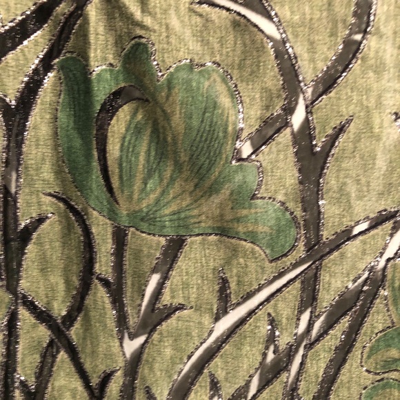 Scarf Gypsy Glitter & Green tassels plants vegan - Picture 2 of 5